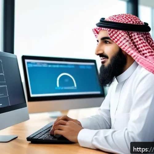 웹 서버에서 리디렉션 설정 방법 - A professional Middle Eastern web developer in a modern office setting, focused on optimizing websit...
